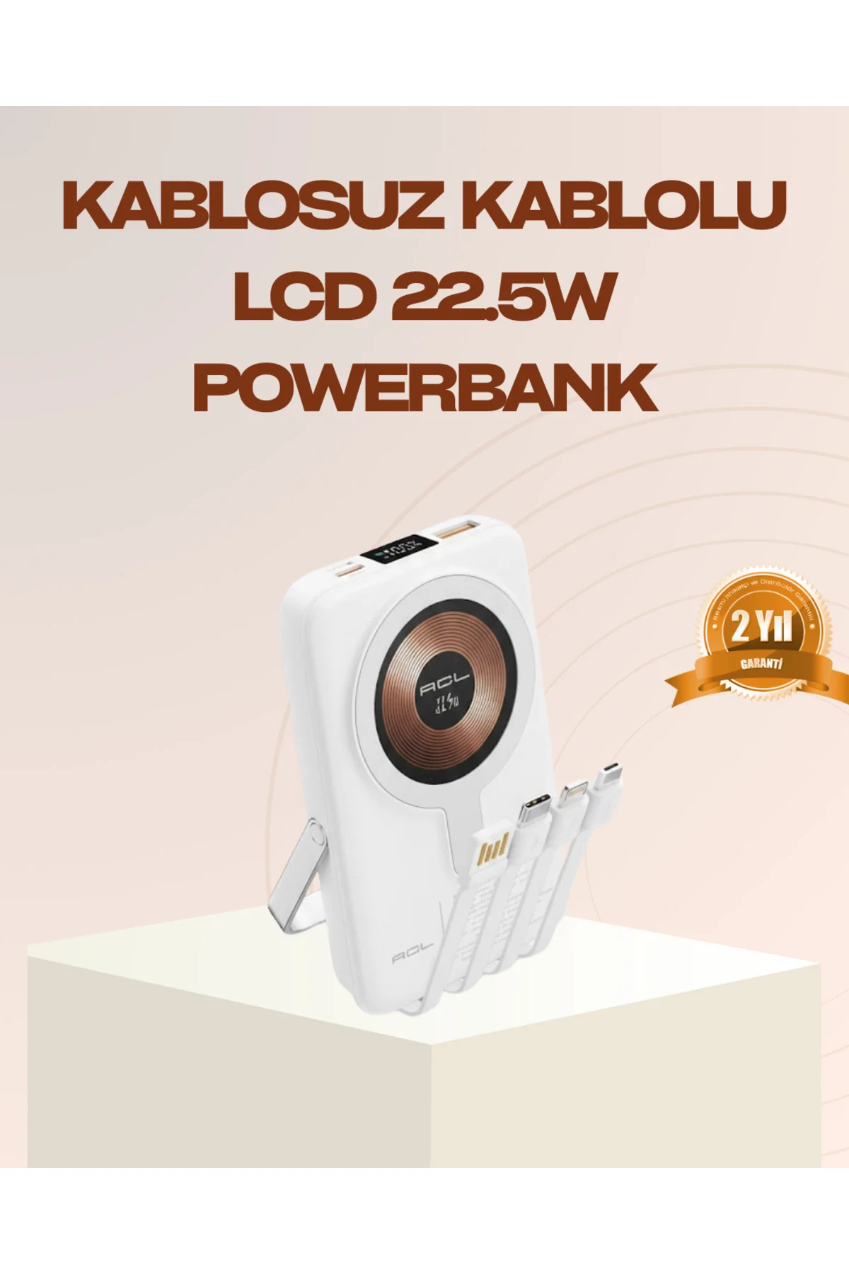 Manyetik Kablosuz Powerbank 22.5W Hızlı Şarj LCD Ekranlı