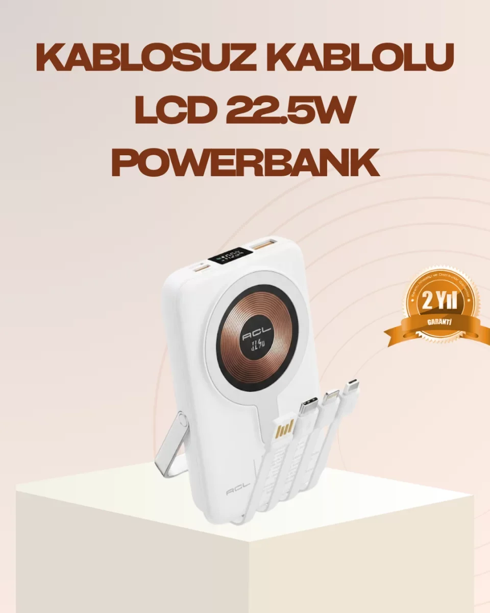 Manyetik Kablosuz Powerbank 22.5W Hızlı Şarj LCD Ekranlı - Lisiny