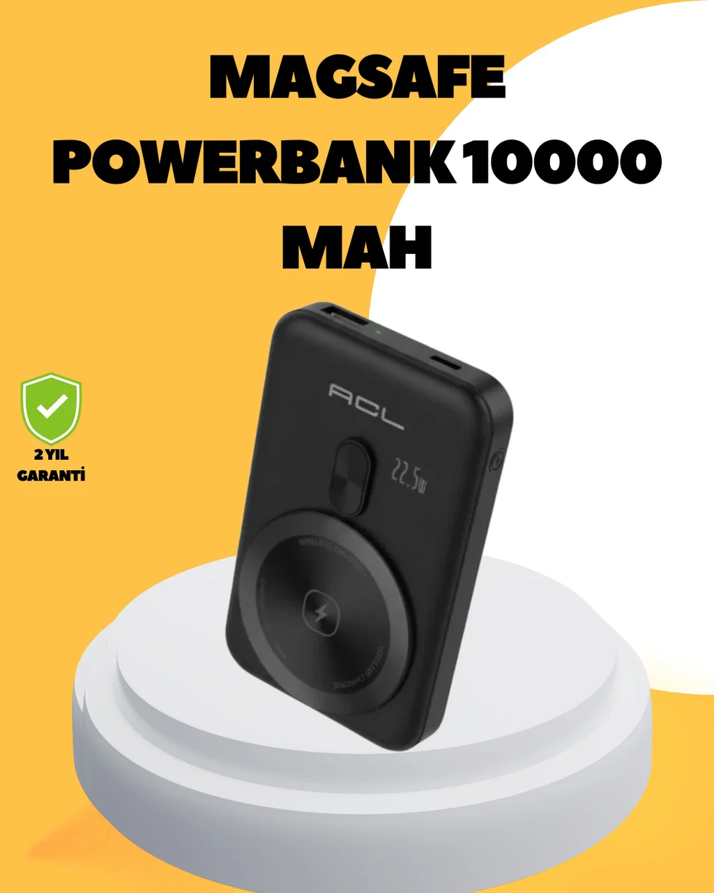 Manyetik Kablosuz Powerbank 22.5w Hızlı Şarj Lcd Göstergeli renkl