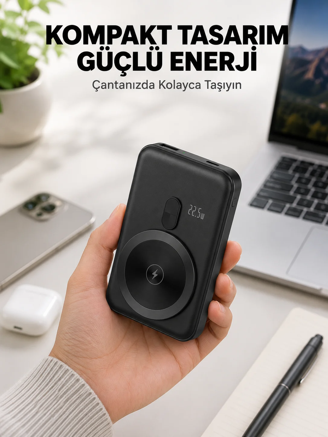 Manyetik Kablosuz Powerbank 22.5W Hızlı Şarj LCD Göstergeli Yeni Nesil Fiyatı, Yorumları ve Özellikleri
