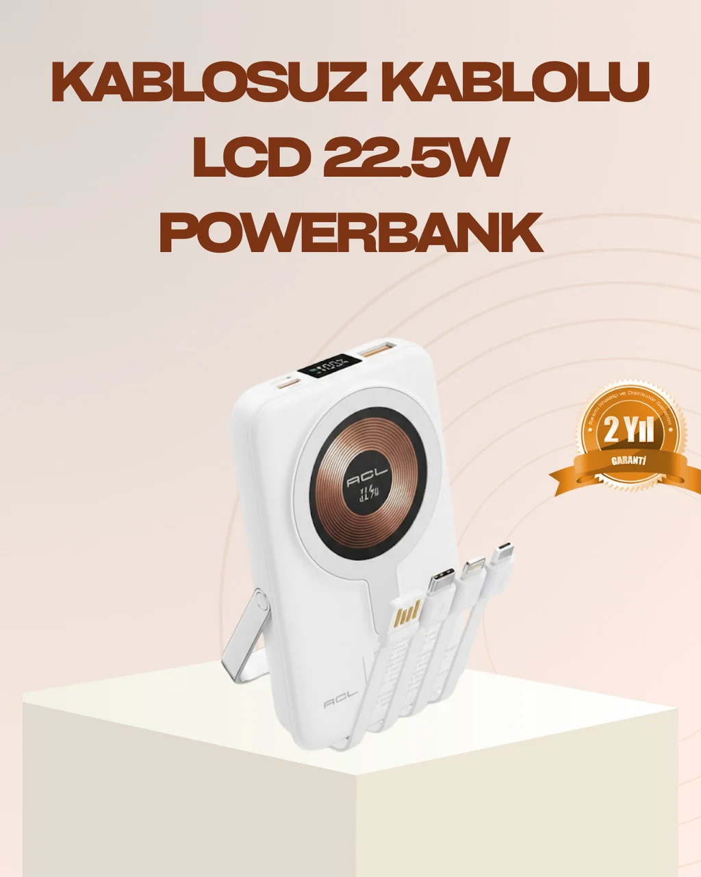 Manyetik Kablosuz Powerbank 22.5w Hızlı Şarj Lcd Ekranlı - Lisinya Diğer