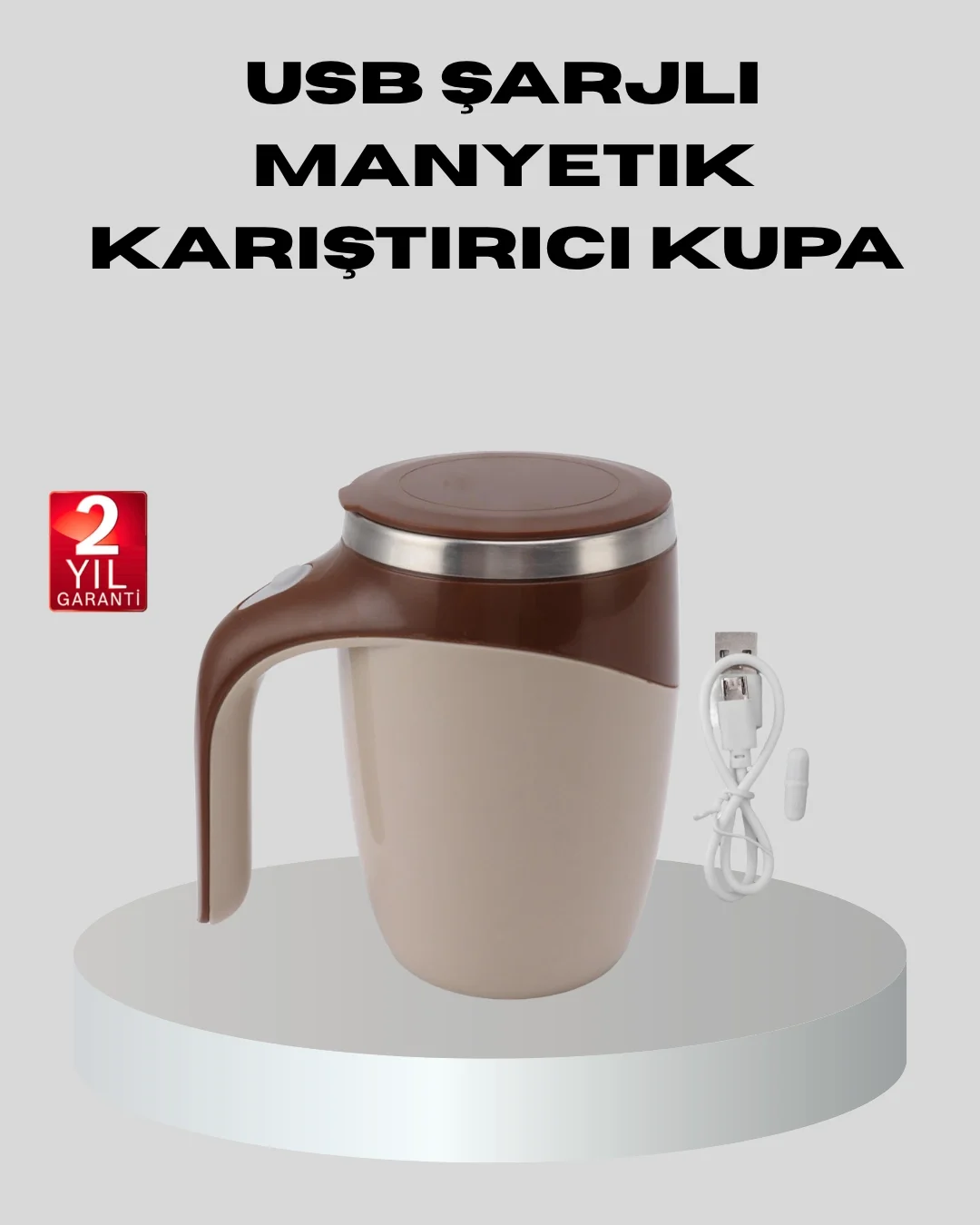 Manyetik Karıştırıcı Kupa USB Şarjlı Otomatik Karıştırma Çift Katmanlı Fiyatı, Yorumları ve Özellikleri