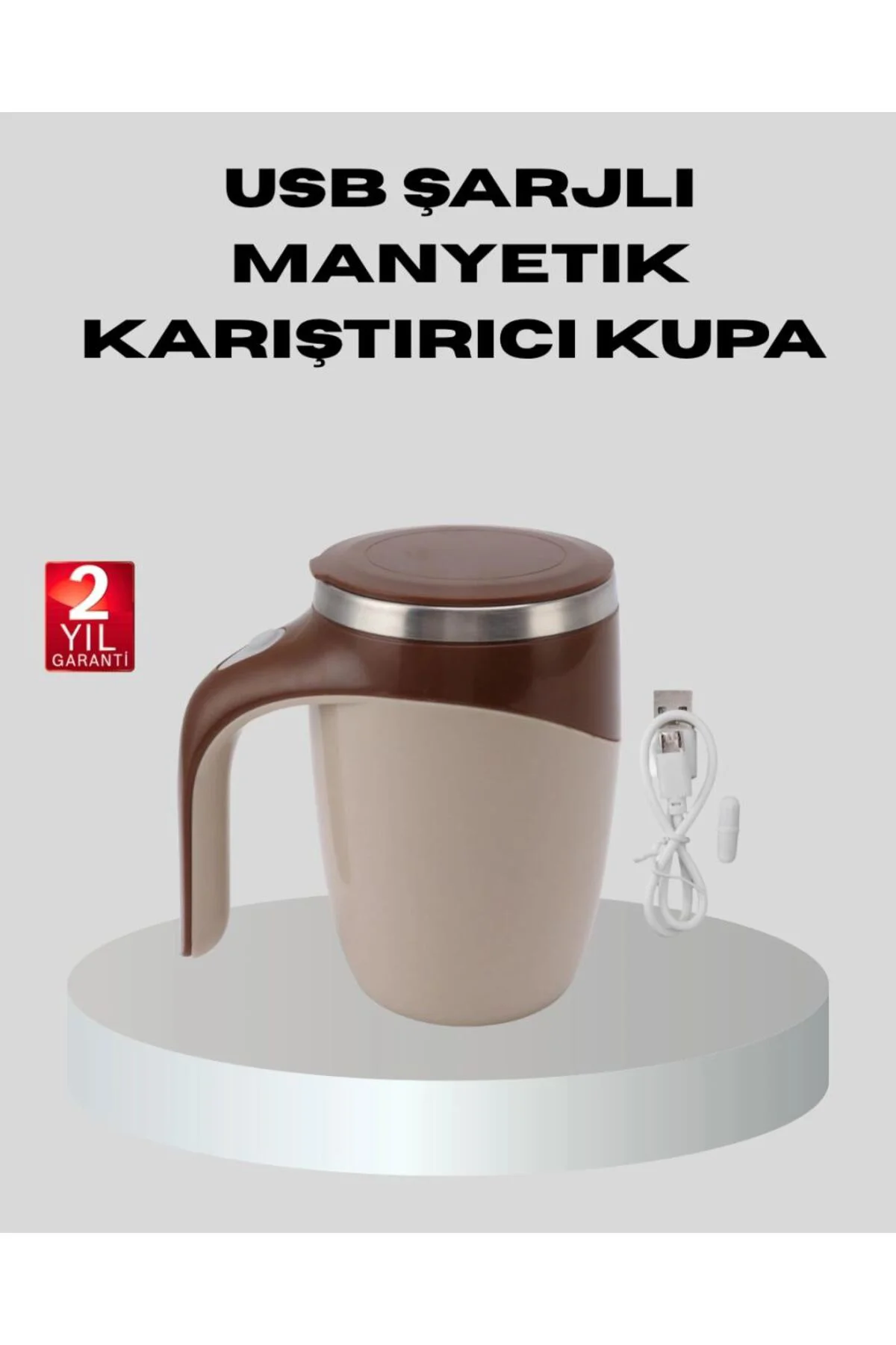 Manyetik Karıştırıcı Kupa Usb Şarjlı Otomatik Karıştırma Çift Kat
