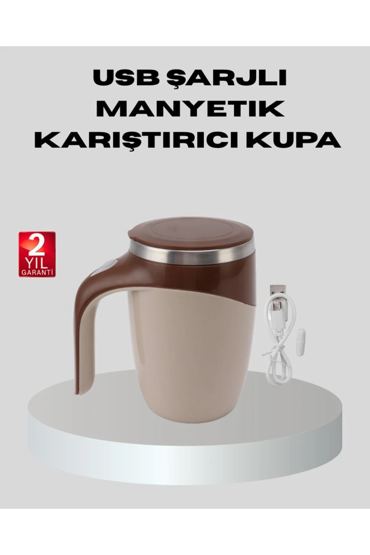 Manyetik Karıştırıcı Kupa USB Şarjlı Otomatik Karıştırma Çift Kat