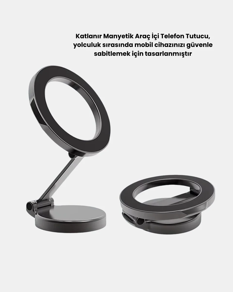 Manyetik Katlanabilir Araç Telefon Tutucu – MagSafe Uyumlu 360° Ayarlanabilir Güçlü Mıknatıs