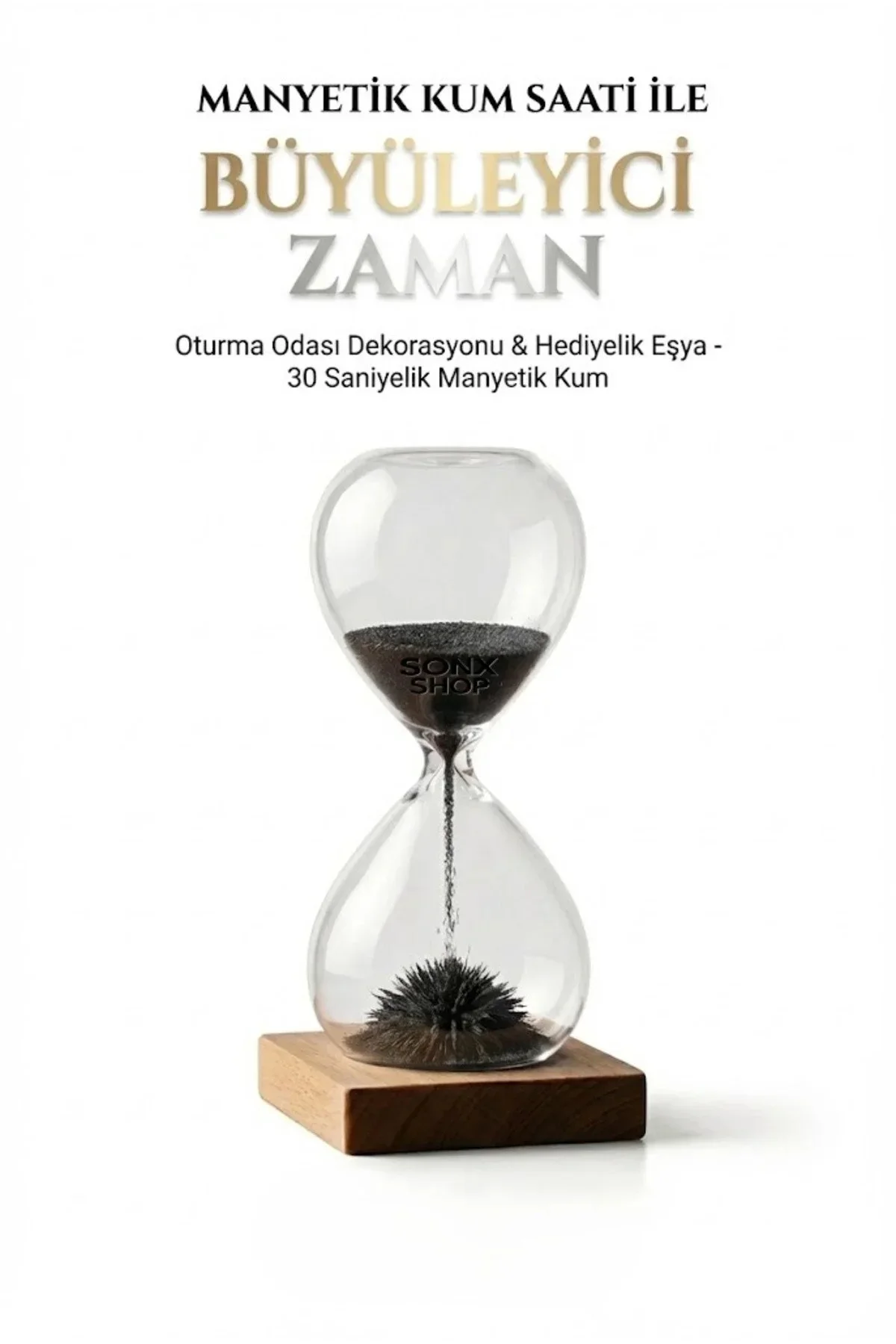 Manyetik Kum Saati Mıknatıslı Ahşap Standlı Dekoratif Masaüstü Hediyelik Süs Eşyası (14 cm) Manyetik Kum Saati Mıknatıslı Ahşap Standlı Dekoratif Masaüstü Hediyelik Süs Eşyası (14 cm)
