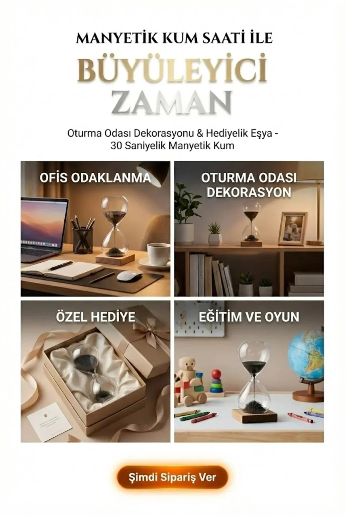 Manyetik Kum Saati Mıknatıslı Ahşap Standlı Dekoratif Masaüstü Hediyelik Süs Eşyası (14 cm) Manyetik Kum Saati Mıknatıslı Ahşap Standlı Dekoratif Masaüstü Hediyelik Süs Eşyası (14 cm)