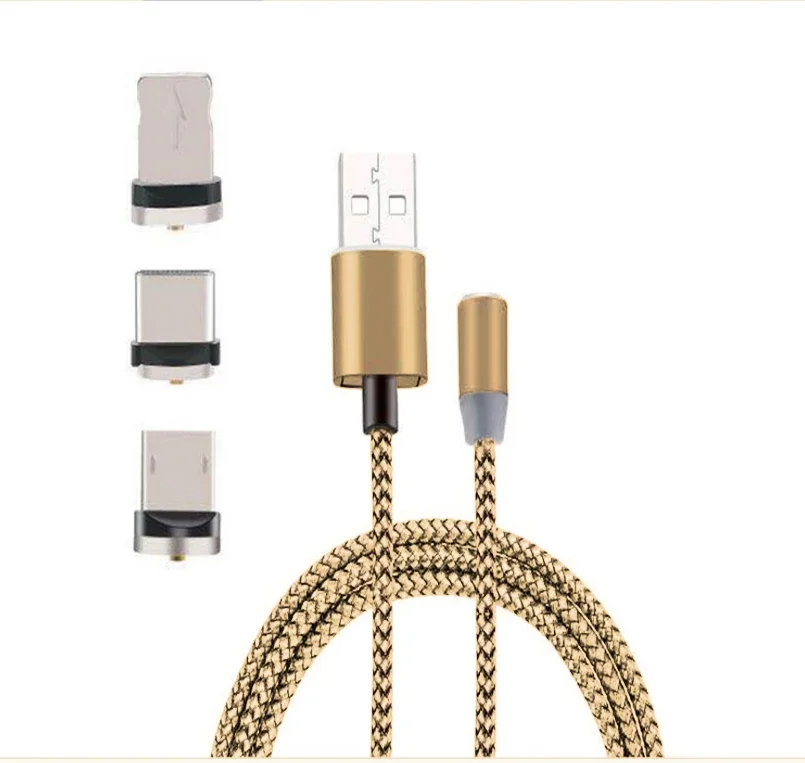 Manyetik Şarj USB Kablosu - Type‑C & iPhone, Yuvarlak Başlık, 3A Hızlı Şarj (5775)