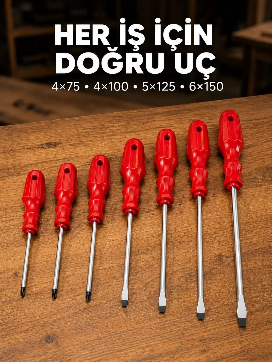 Manyetik Uçlu 7 Parça Tornavida Seti Düz ve Yıldız - Güçlü İşçilik ve Dayanıklılık