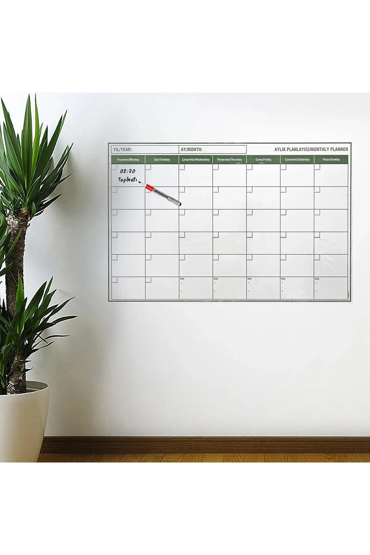 Manyetik Yapışkanlı Bir Aylık Program Planlayıcı Takvim 85x56 cm Manyetik Yapışkanlı Bir Aylık Program Planlayıcı Takvim 85x56 cm
