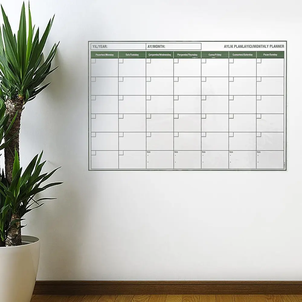 Manyetik Yapışkanlı Bir Aylık Program Planlayıcı Takvim 85x56 cm 
