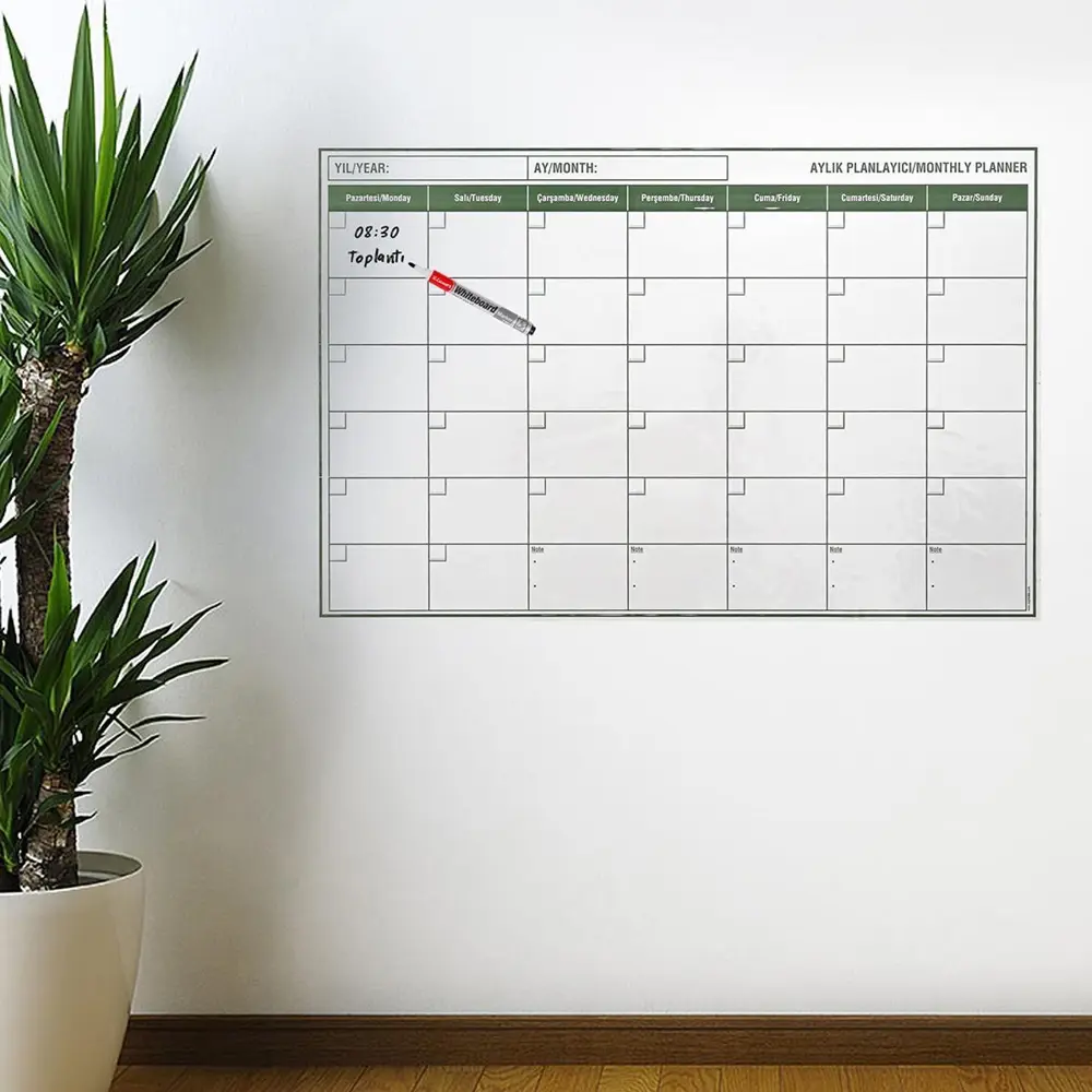 Manyetik Yapışkanlı Bir Aylık Program Planlayıcı Takvim 85x56 cm 