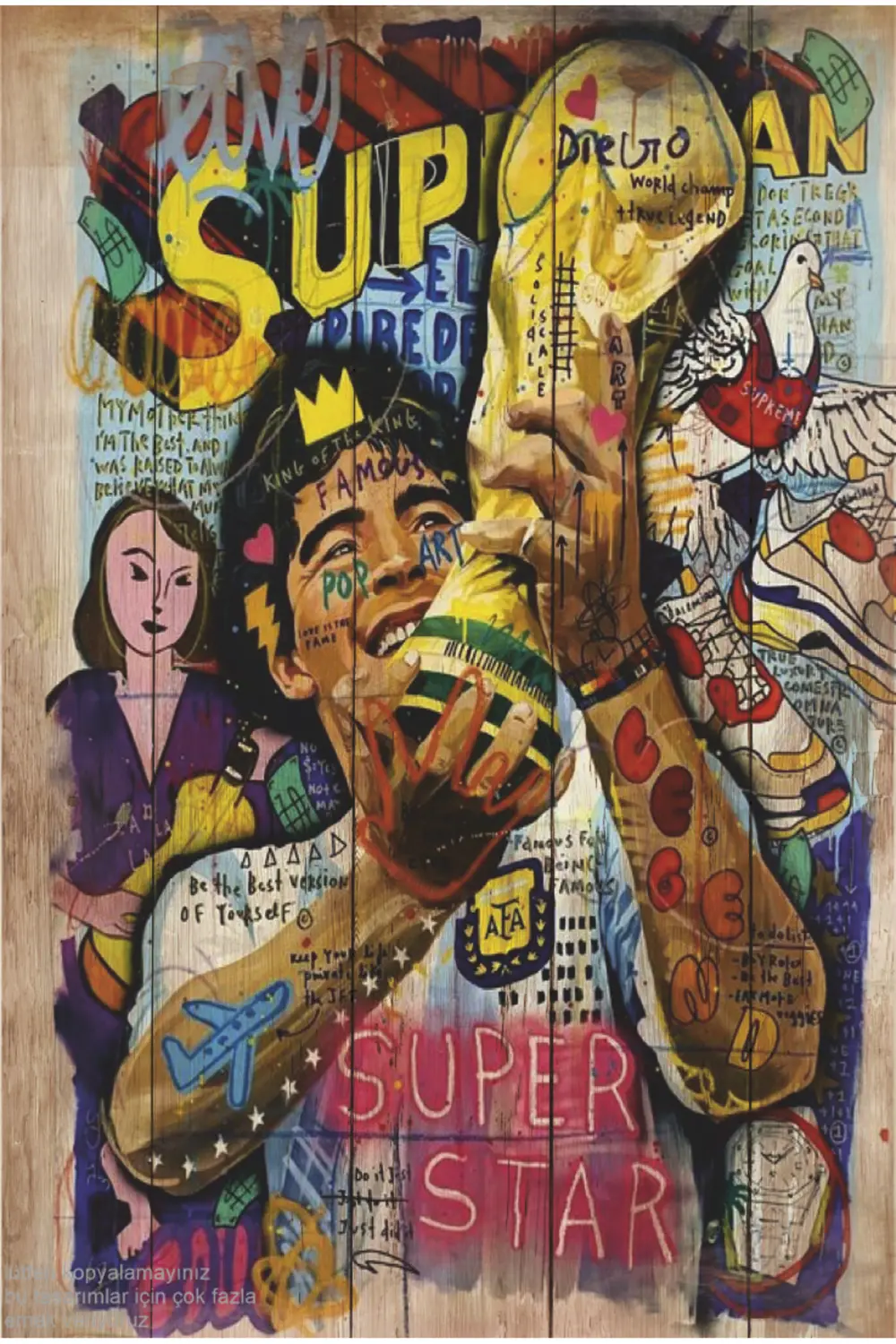 maradona arjantin dünya kupası pop art estetik dekor tablo retro 