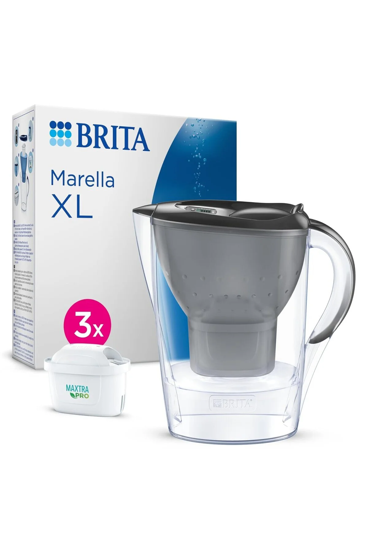 Marella XL 3x Maxtra Pro All-In-1 Filtreli Sürahi Paketi Pro - Grafit (3.5 lt)