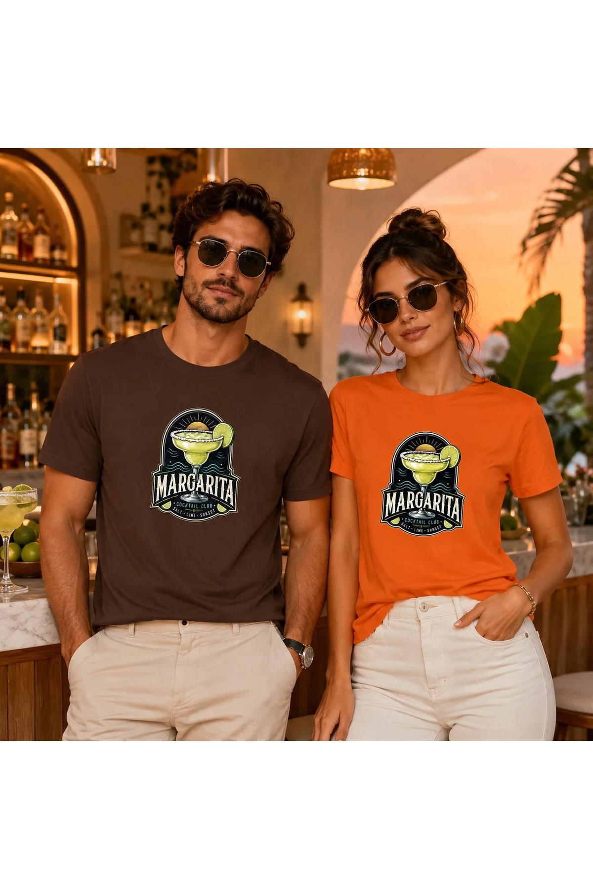 Margarita Cocktail Club Unisex Kokteyl Baskılı Regular Kalıp Bisiklet Yaka T-Shirt