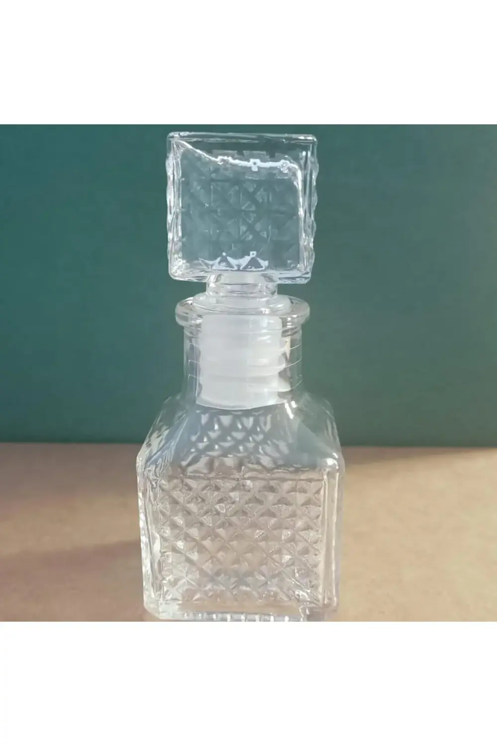 Marifetlerim - Kare Motifli Kapaklı Cam Şişe 50 cc 1 Adet