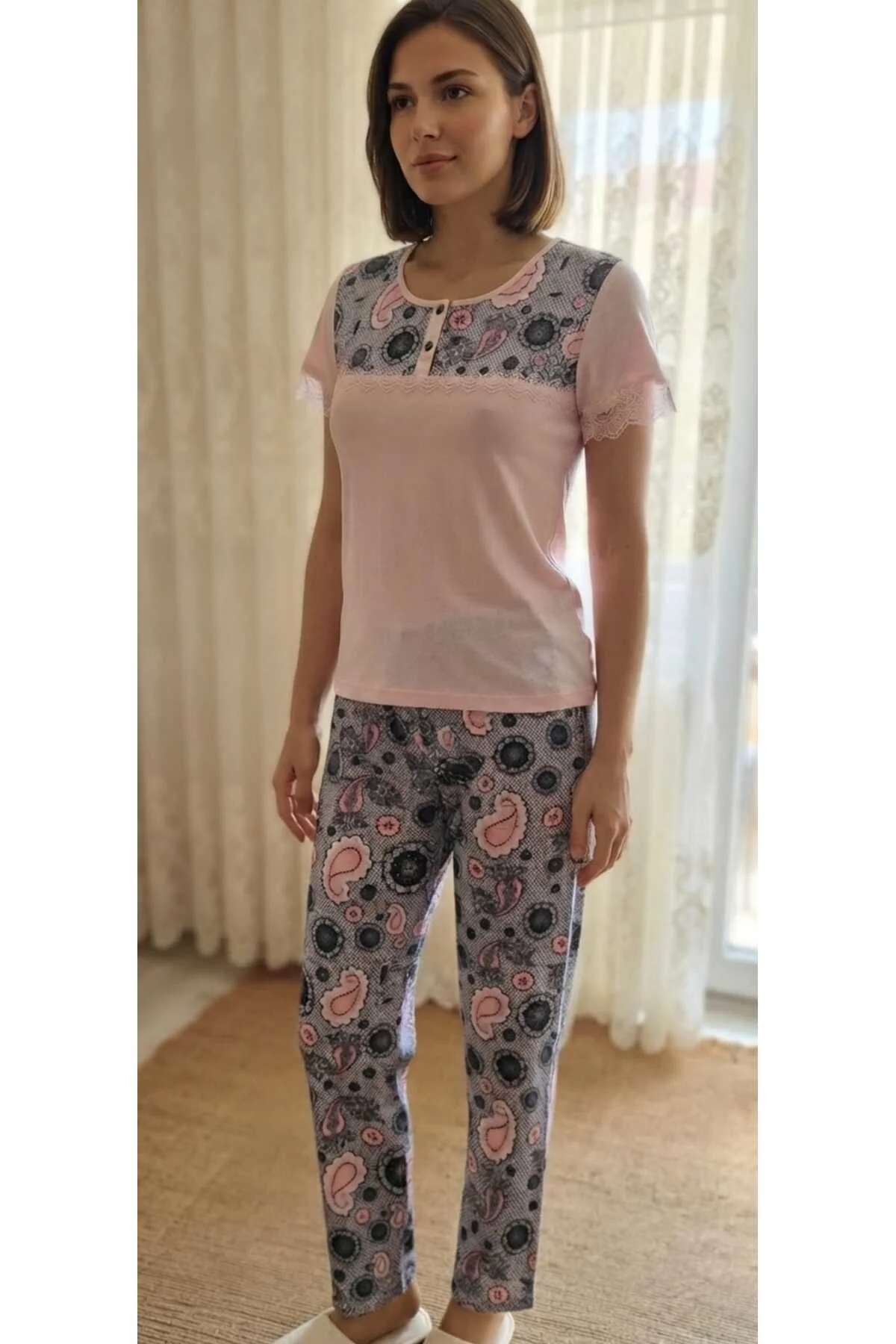 Marilyn Kısa Kol Kadın Pijama Takımı Somon