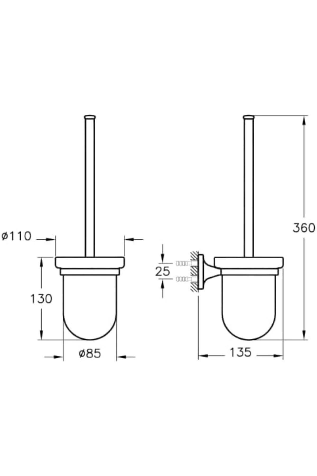 Marin A44948 Tuvalet Fırçalığı, Krom