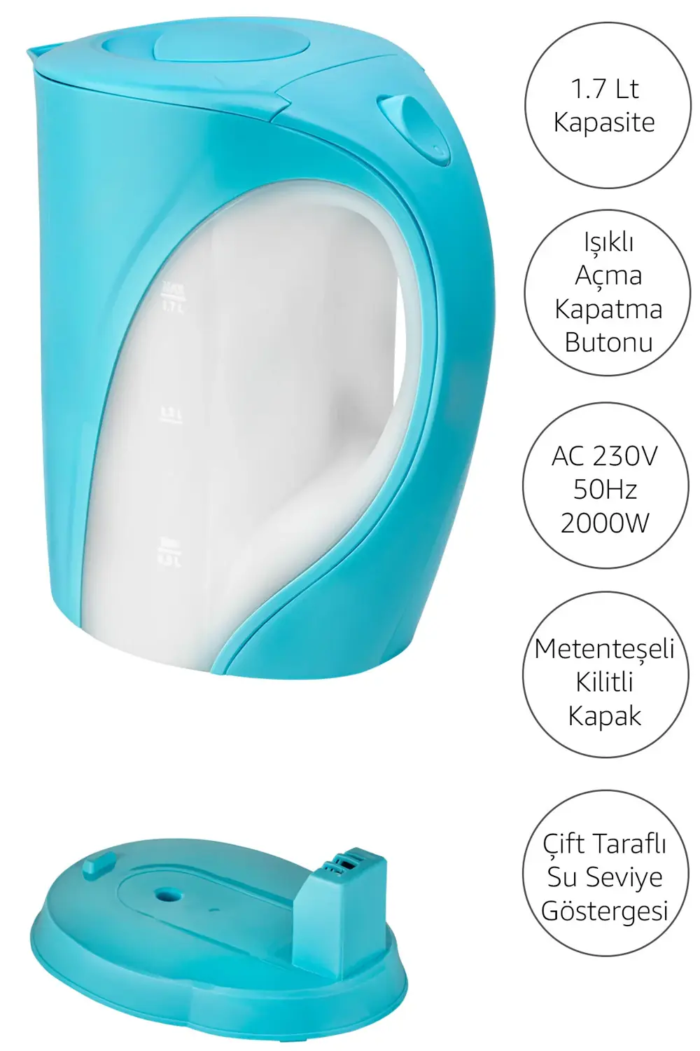 Marin Su Isıtıcı Kettle 1.7 Lt Mavi