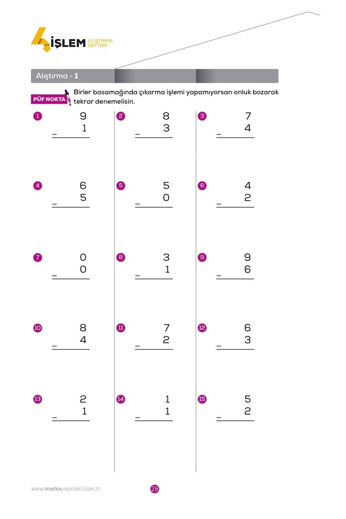 Marka 4 İşlem Matematik Alıştırma Defteri 