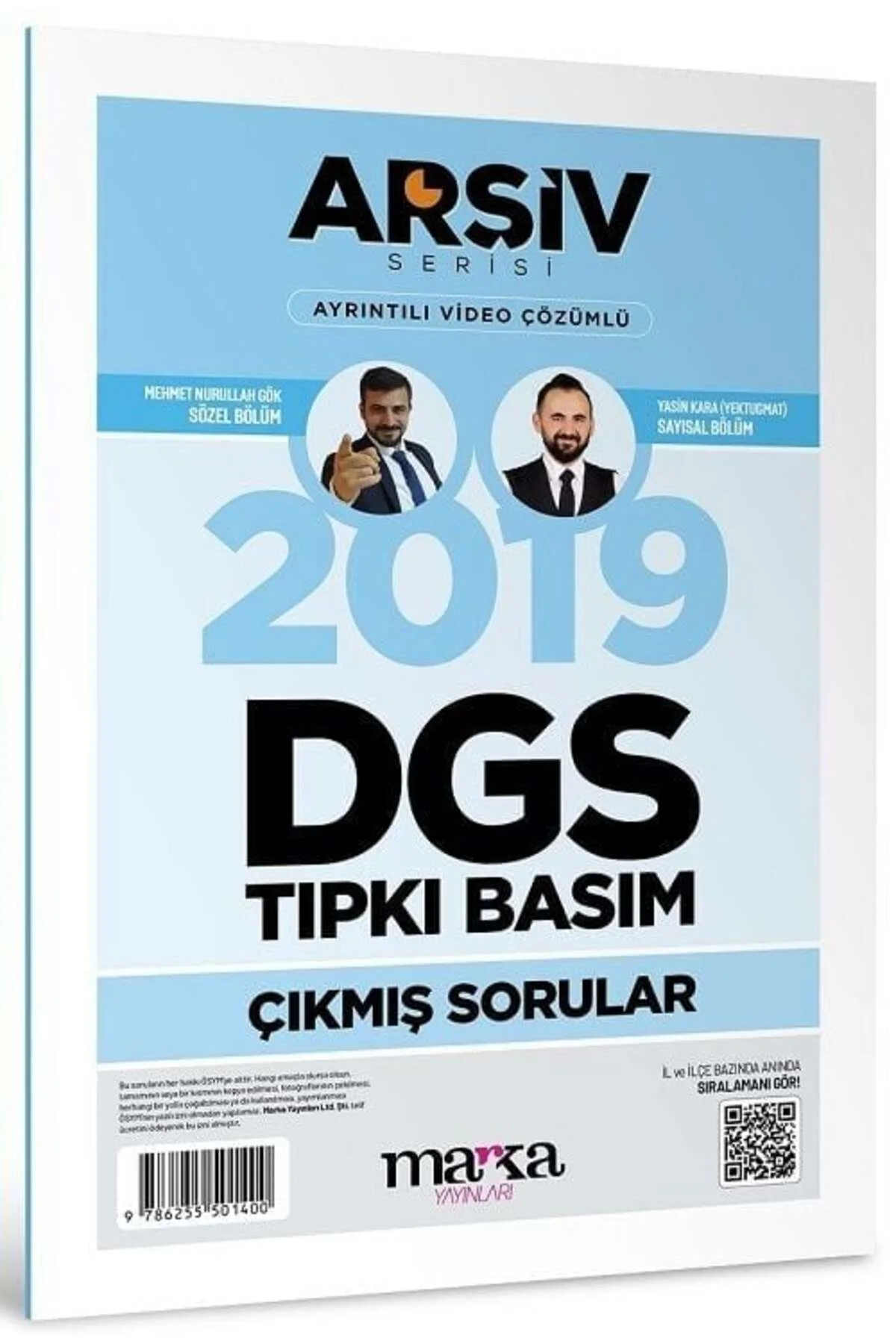 Marka DGS 2019 Sınavı Çıkmış Sorular Tıpkı Basım Çözümlü Yektuğ Mat - Yasin Kara