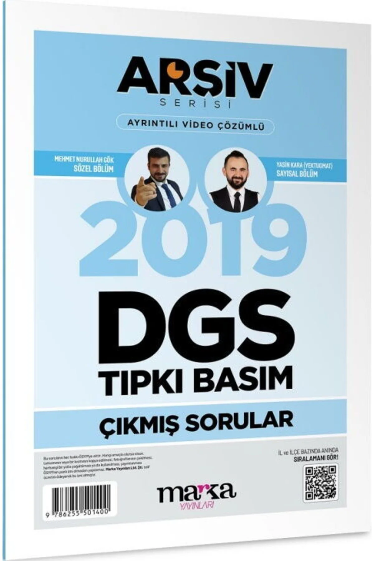 Marka DGS 2019 Sınavı Çıkmış Sorular Tıpkı Basım Çözümlü Yektuğ Mat - Yasin Kara