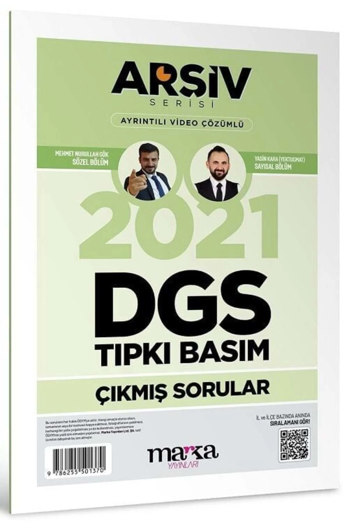 Marka DGS 2021 Sınavı Çıkmış Sorular Tıpkı Basım Çözümlü Yektuğ Mat - Yasin Kara