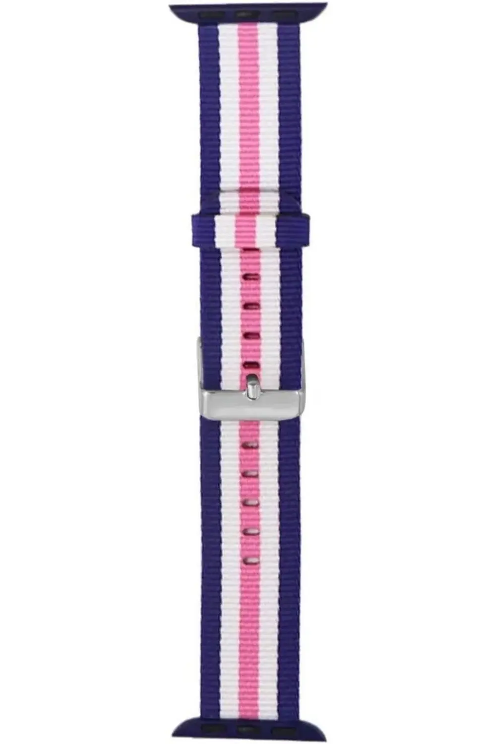 Markacase İçin 42-44 mm Pantheon Şeritli Pembe Beyaz Kayış 395519