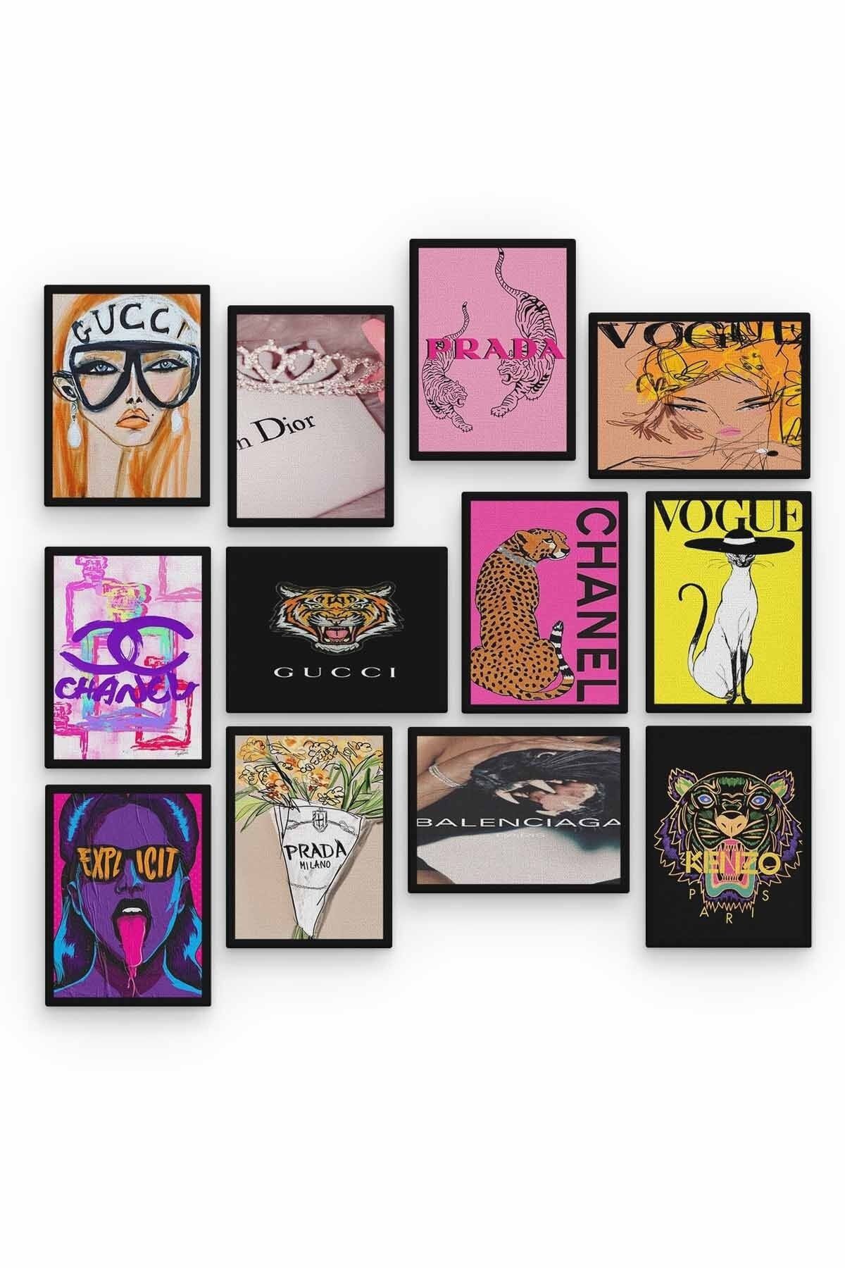 Markalar 12 Parça Ahşap Mdf Tablo Zlltb382