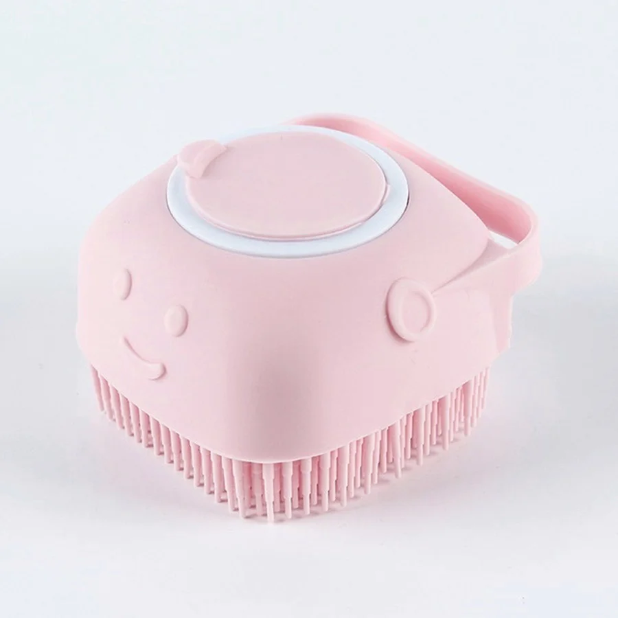 Markapet Şampuan Hazneli Kedi Köpek Silikon Duş Fırçası 11 cm Pembe