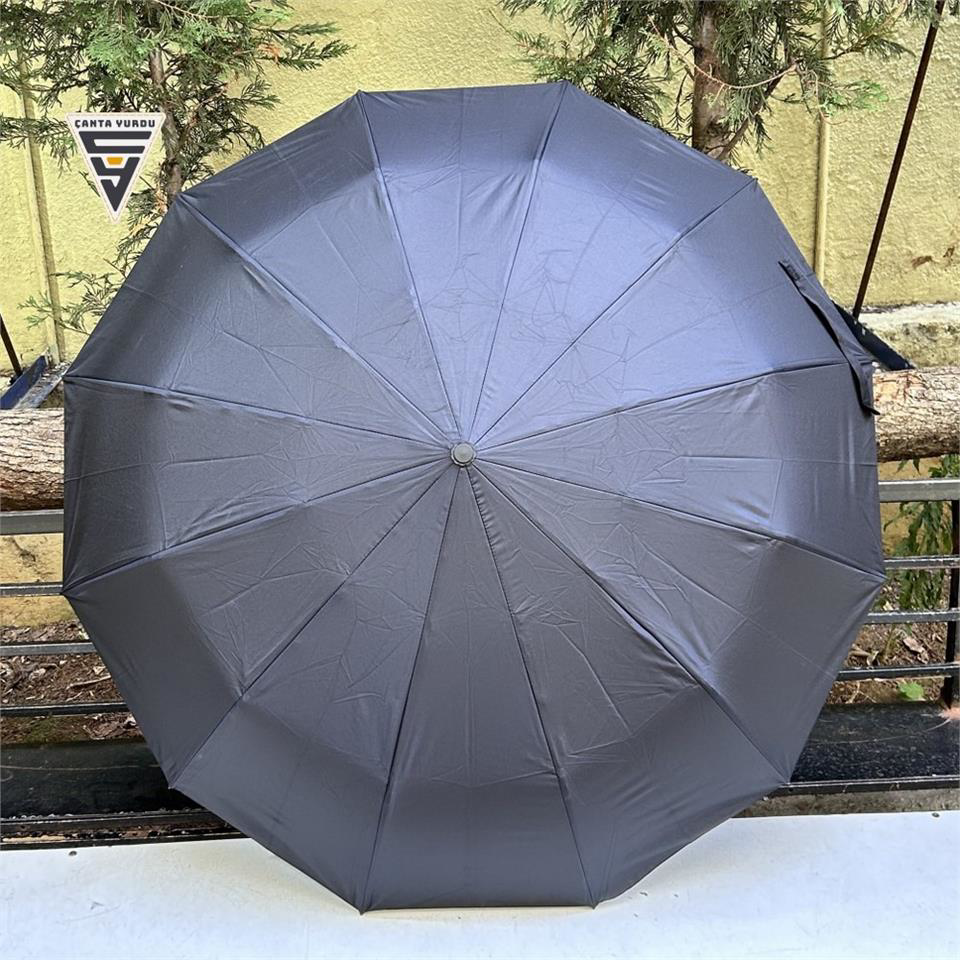 Marlux  Güçlendirilmiş Otomatik 12 Telli Şemsiye Siyah