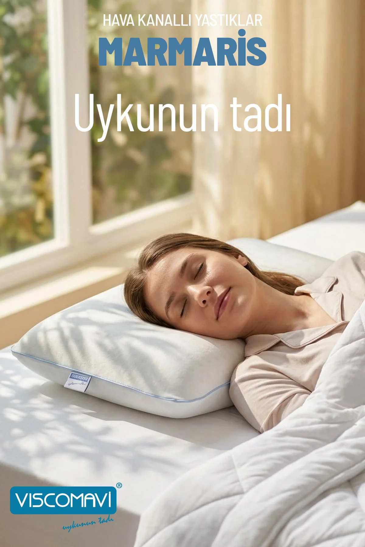 Marmaris Hava Kanallı Ortopedik Visco Yastık %97 Pamuk Kılıf