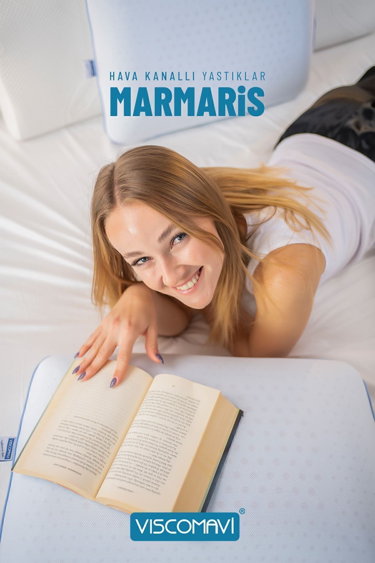Marmaris Ortopedik Visco Yastık – Pamuk Kılıflı | Hava Kanallı |