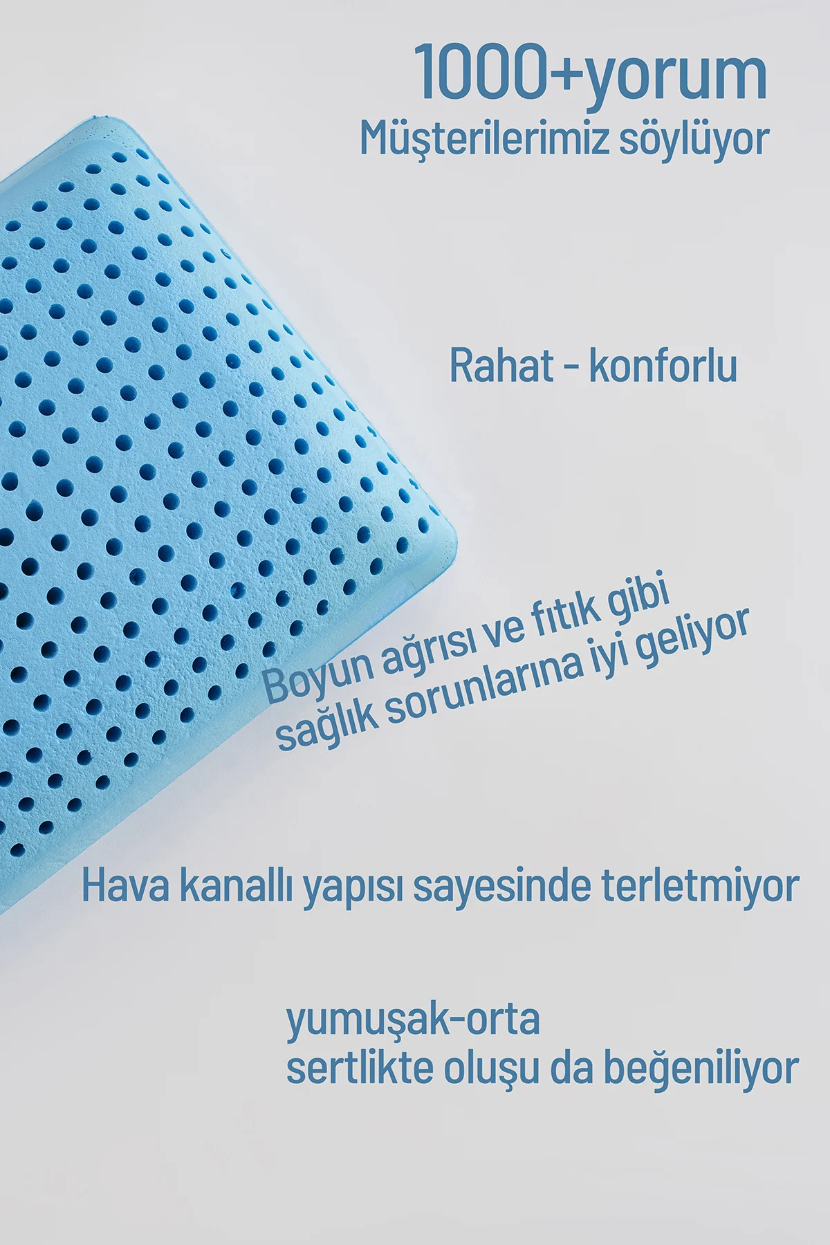 Marmaris Ortopedik Visco Yastık – Pamuk Kılıflı | Hava Kanallı |
