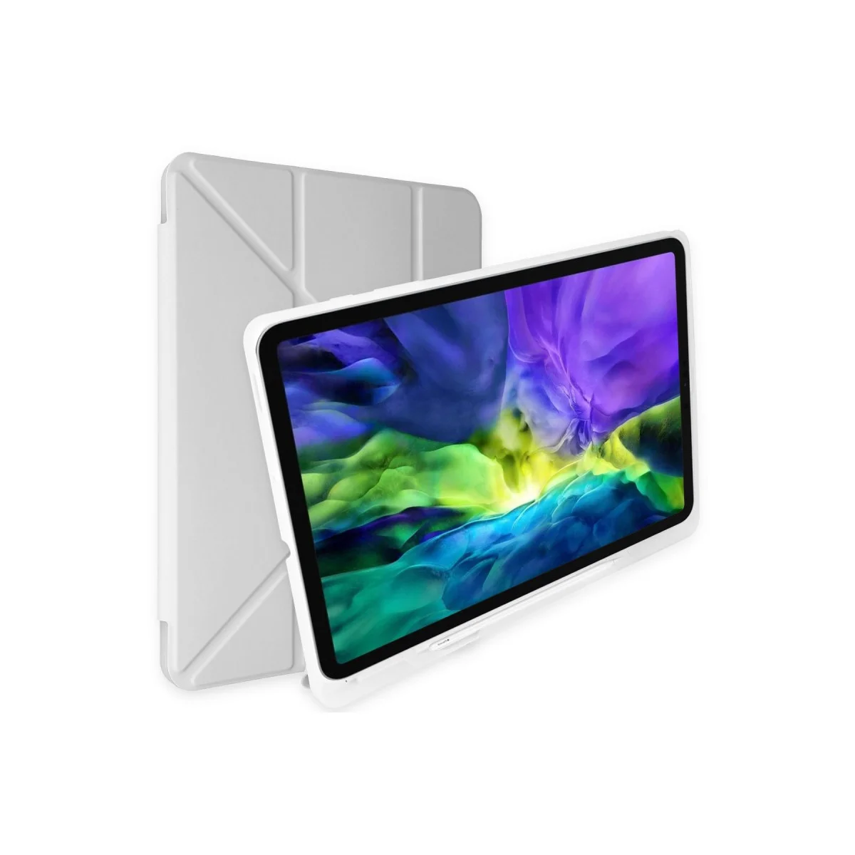 Mars Kalemlikli iPad 10.2 (8. Nesil) Kılıfı Gri - Katlanabilir Standlı Kılıf