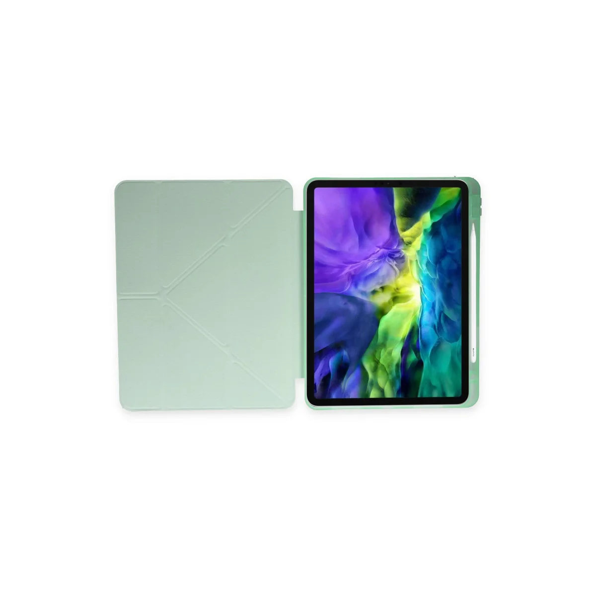 Mars Kalemlikli iPad Air 4 Kılıfı - Açık Yeşil, Katlanabilir Stand ve Akıllı Koruma