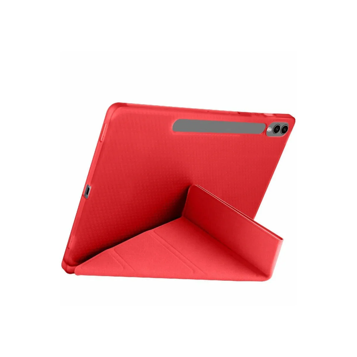 Mars Tablet Kılıfı 12.4 Galaxy X610 Tab S9 FE Plus Kalemlikli Kırmızı - Katlanabilir Korumalı