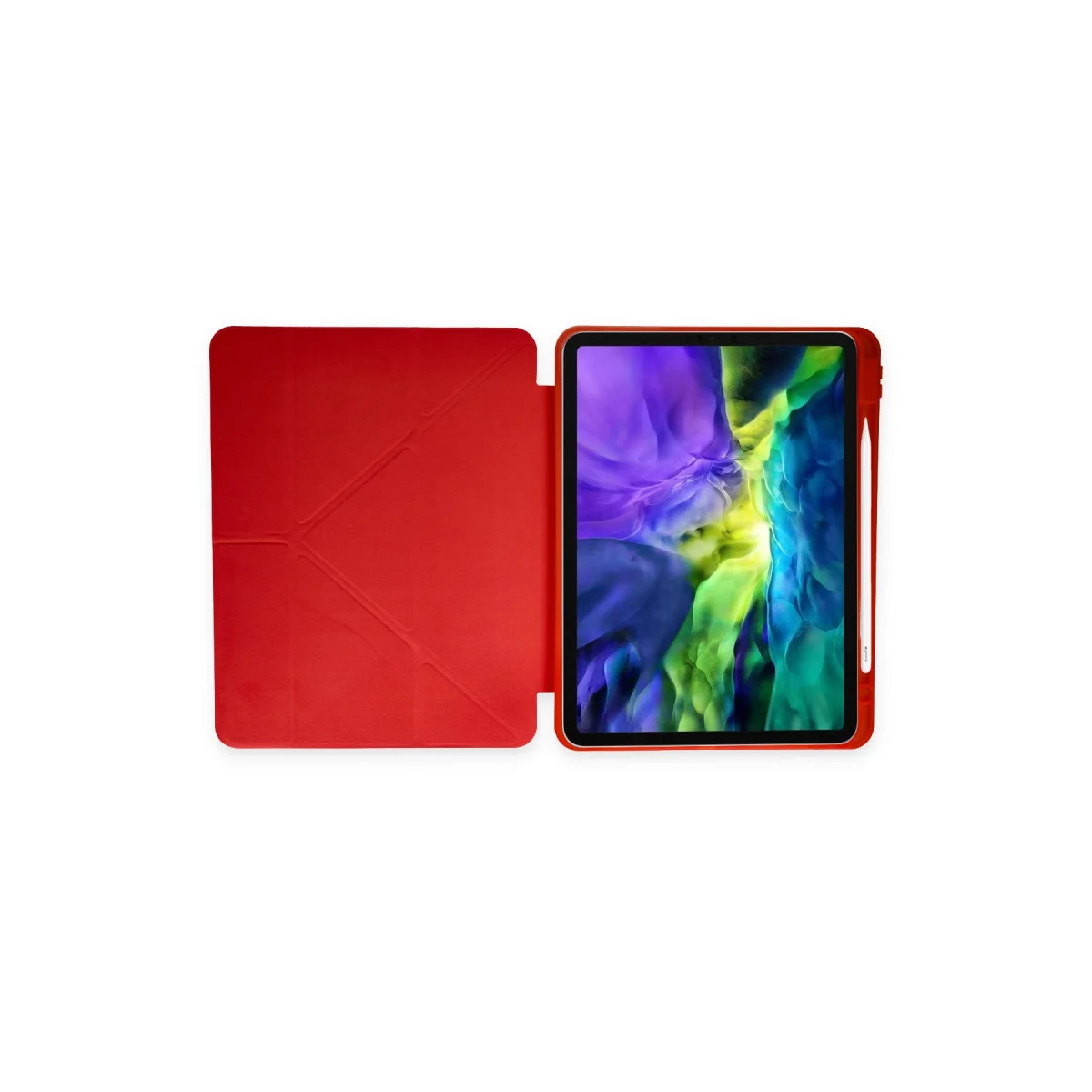 Mars Tablet Kılıfı Kalemlikli iPad 10.2 (8. Nesil) - Kırmızı ve Üstün Koruma