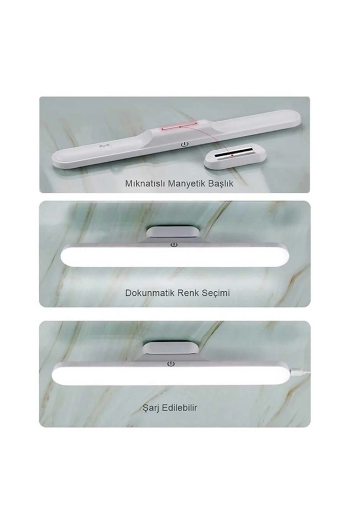 Martı Led Cabinet Light Type-C Şarjlı Aplik BEYAZ 3 Renk Işık Bey