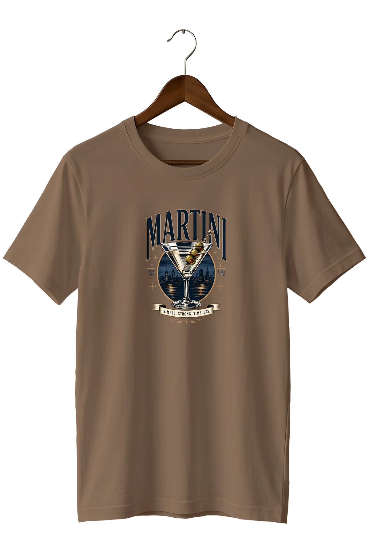 Martini Cocktail Unisex Kokteyl Baskılı Regular Kalıp Bisiklet Yaka T-Shirt
