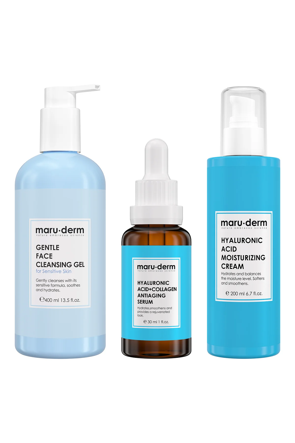 Maruderm 3'lü Cilt Bakım Seti - Hyalüronk Asit Jel, Krem, Serum (