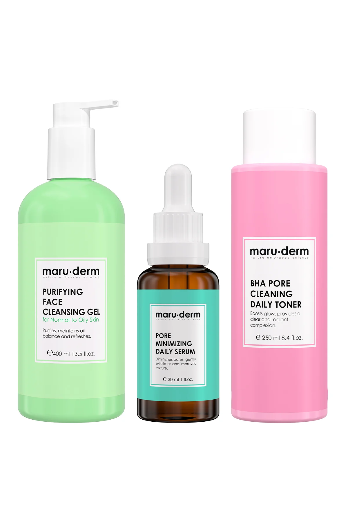 Maruderm 3'lü Cilt Bakım Seti - Gözenek Sıkılaştırıcı Jel, Tonik,