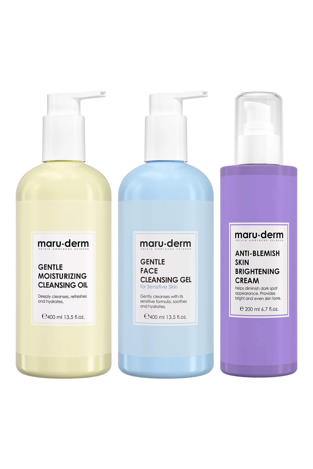 Maruderm 3'lü Cilt Bakım Seti - Yağ Bazlı Temizleyici - Hassas Te