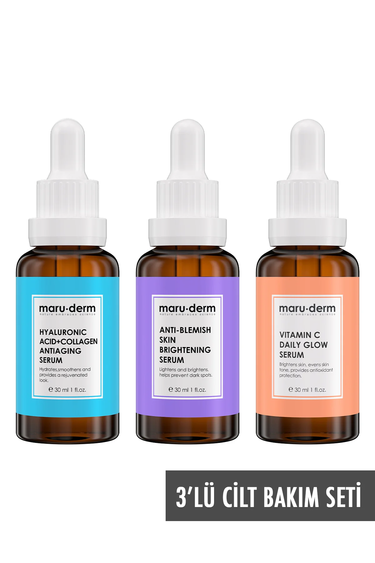 Maruderm 3'lü Fırsat Serum Seti - Leke Serumu, Hyalüronik Asit Se
