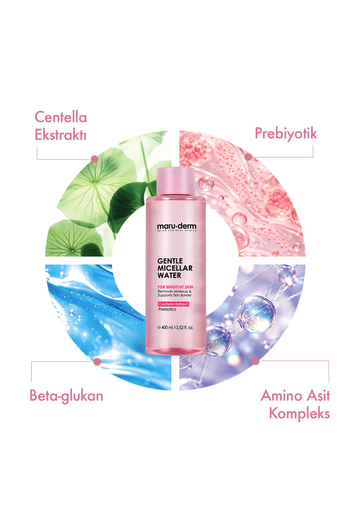 Maruderm Hassas Ciltler İçin Micellar Makyaj Temizleme Suyu 400 ML - Kızarıklık Karşıtı Durulama Gerektirmeyen Misel Su - Görsel 3
