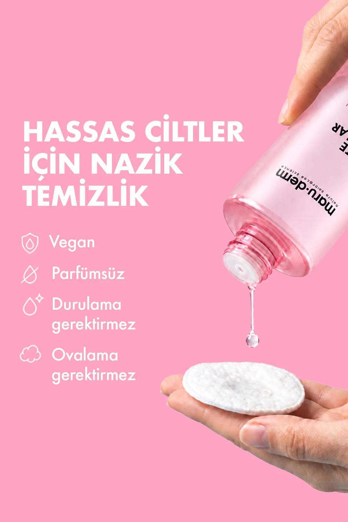 Maruderm Hassas Ciltler İçin Micellar Makyaj Temizleme Suyu 400 ML - Kızarıklık Karşıtı Durulama Gerektirmeyen Misel Su - Görsel 2