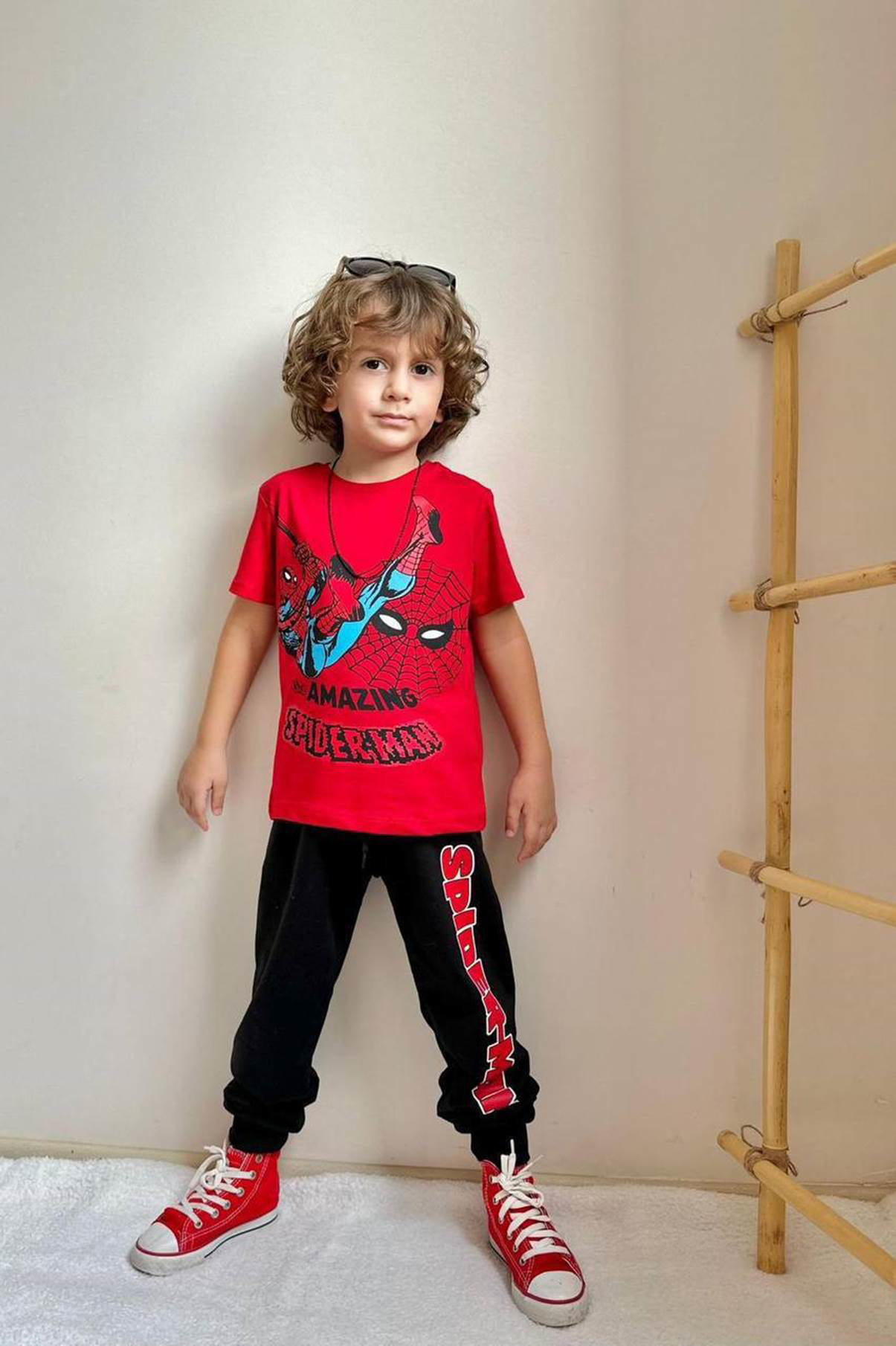 Marvel baskılı spiderman Süpermen  karakterli alt üst erkek çocuk