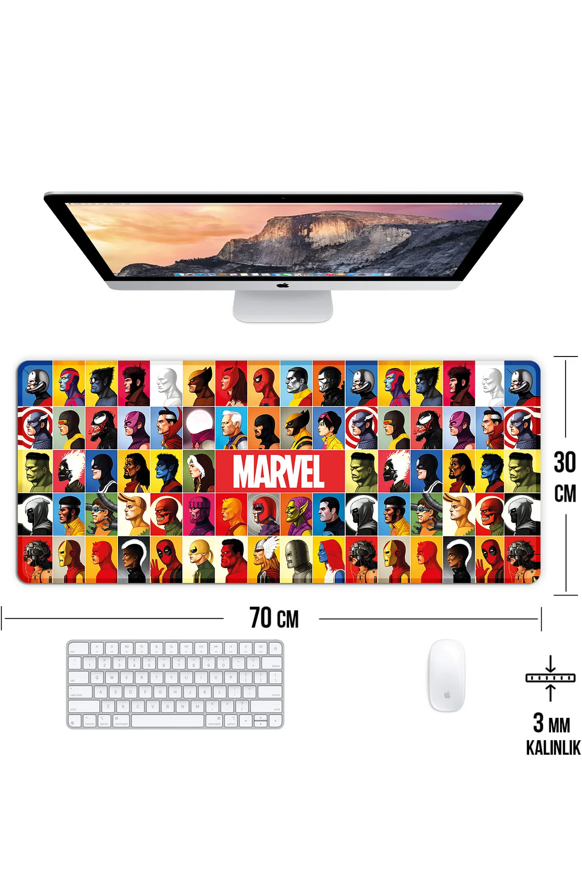 Marvel Süper Kahramanlar Oyun Gaming Klavye Mouse Pad Masa Matı 7