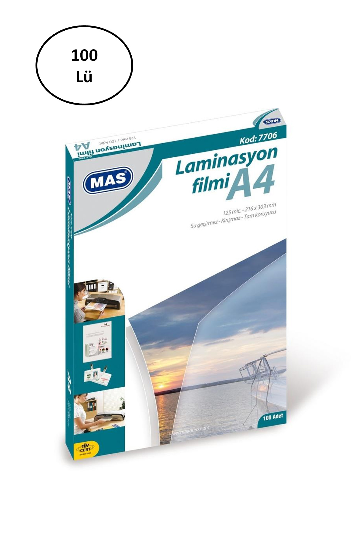 Just Cheap Store Mas 7706 A4 125 Micron 100 Adet Laminasyon Filmi
