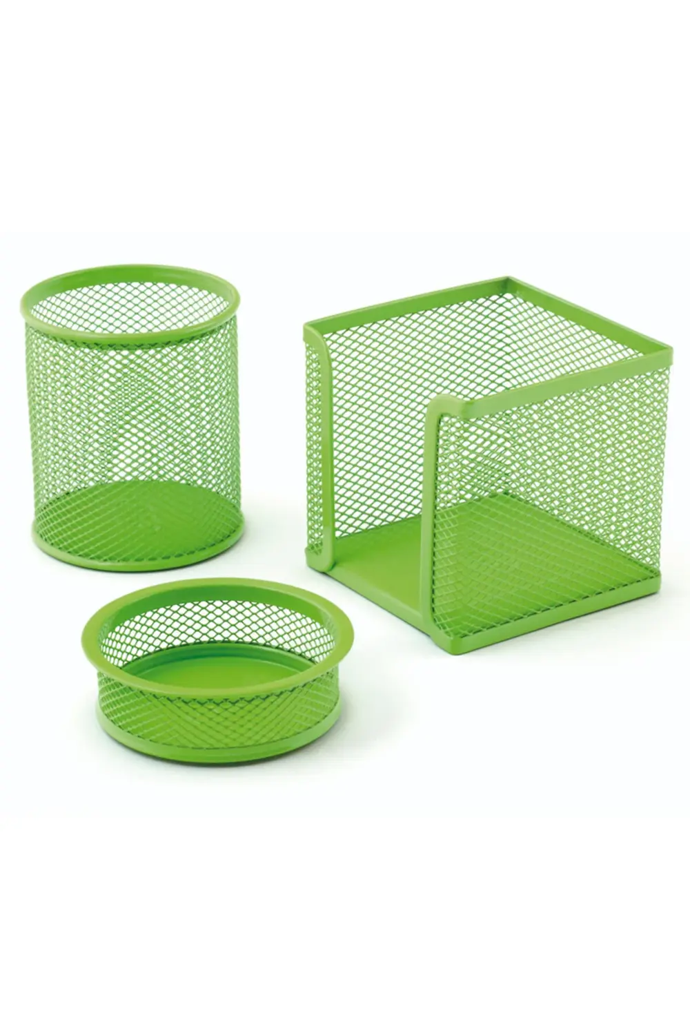 Mas Masa Seti Ataşlık-Kağıtlık-Kalemlik 3 LÜ Metal Perforeli Yeşi